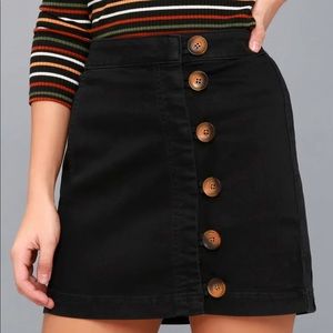 NWOT❗️FREE PEOPLE Black Denim Button Mini Skirt